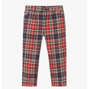 Granlei Boys Check Pants - Red and Navy
